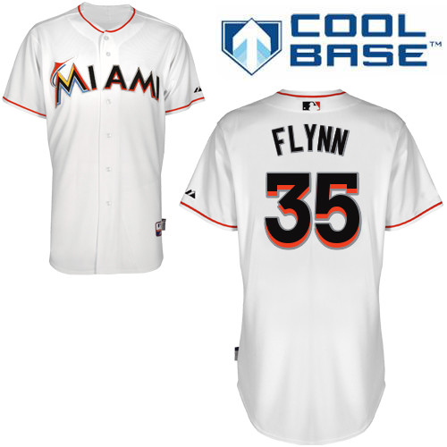 Brian Flynn #35 MLB Jersey-Miami Marlins Men's Authentic Home White Cool Base Baseball Jersey